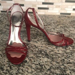 Red Jessica Simpson 4” strappy heels, like new